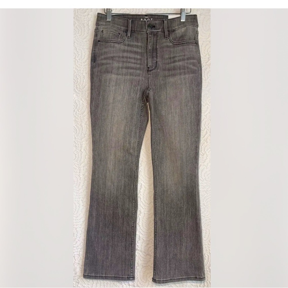 White House Black Market Jeans The Boot Crop Womens Gray Denim Stretch Size 4